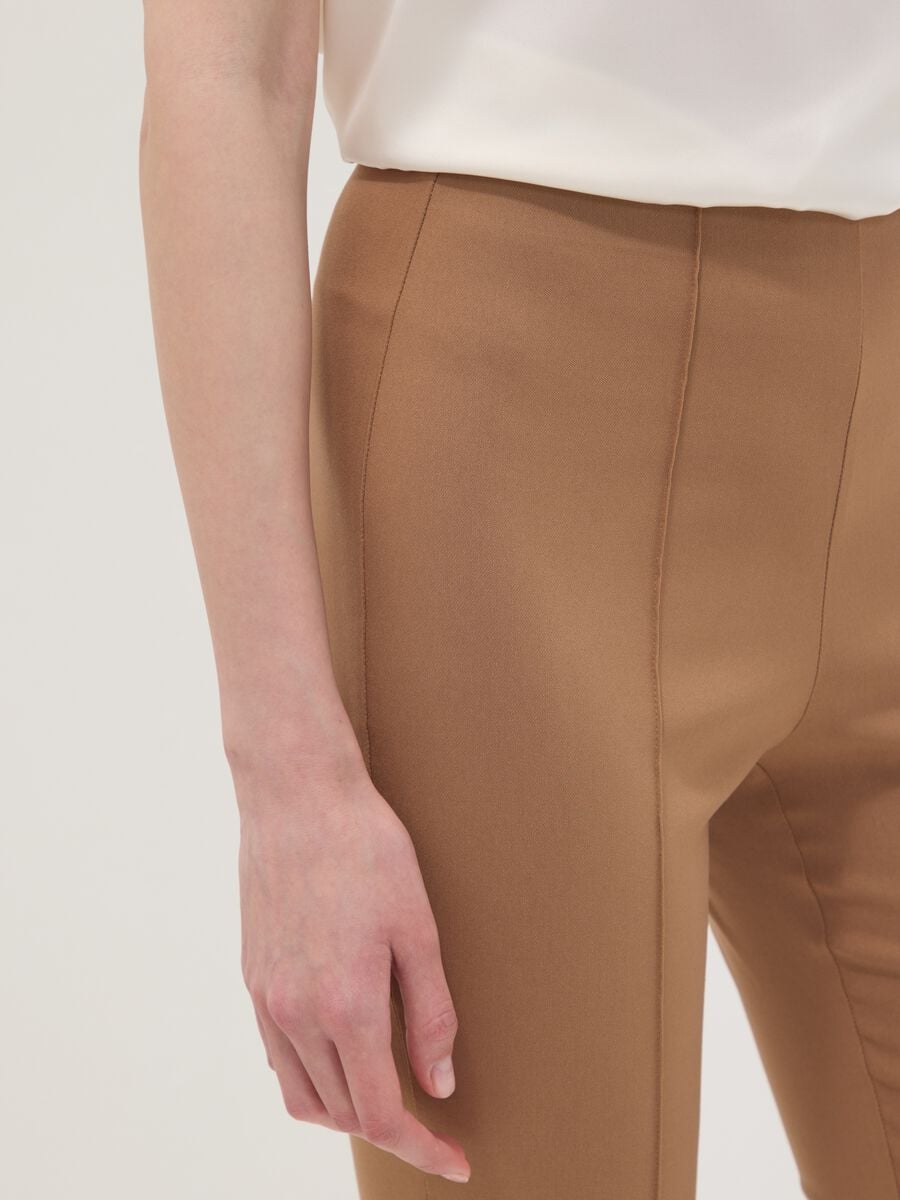 Leggings marroni in viscosa elasticizzato slim fit_3