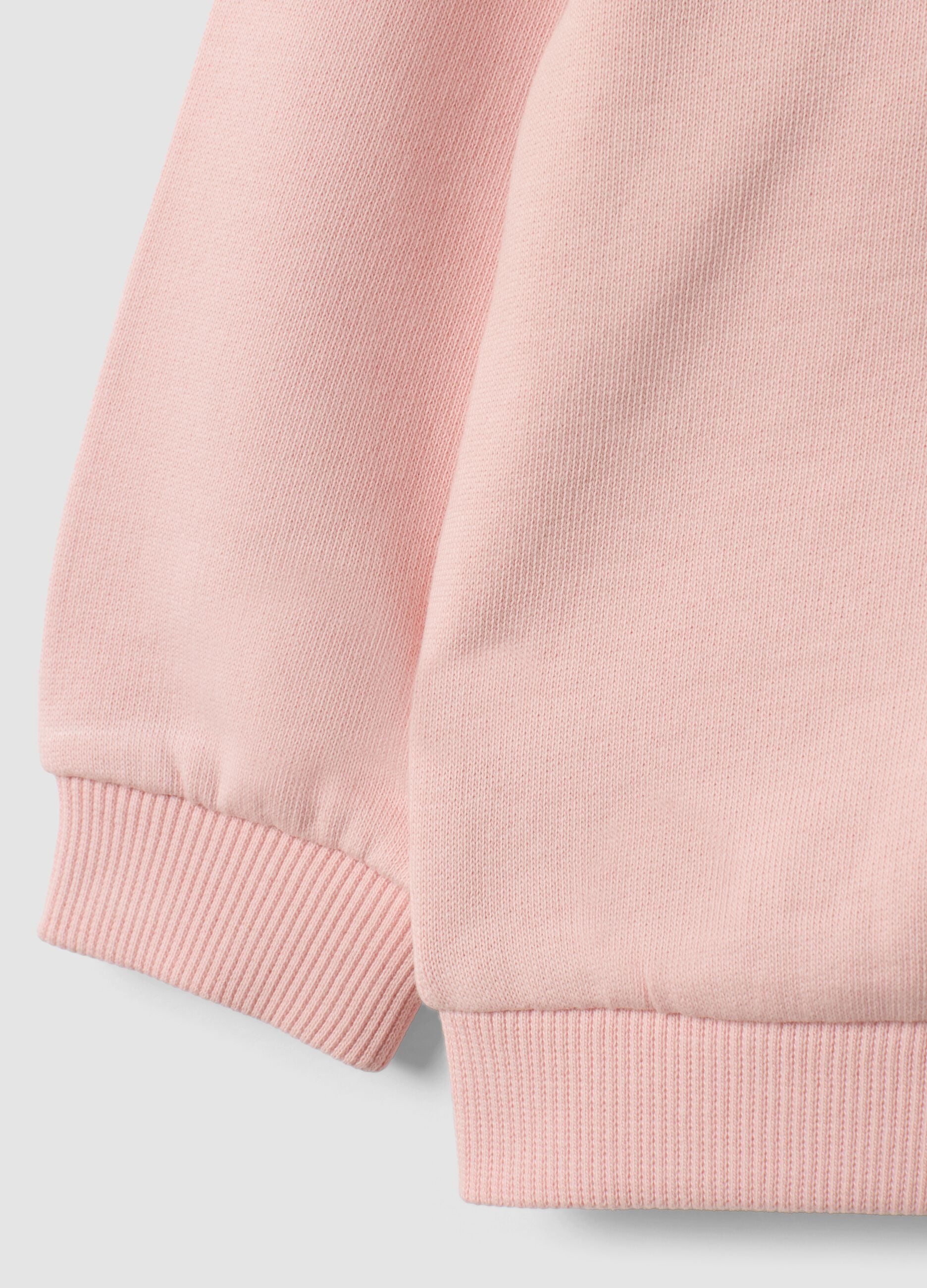 Pink oversized pure cotton sweatshirt with heart print for baby girl