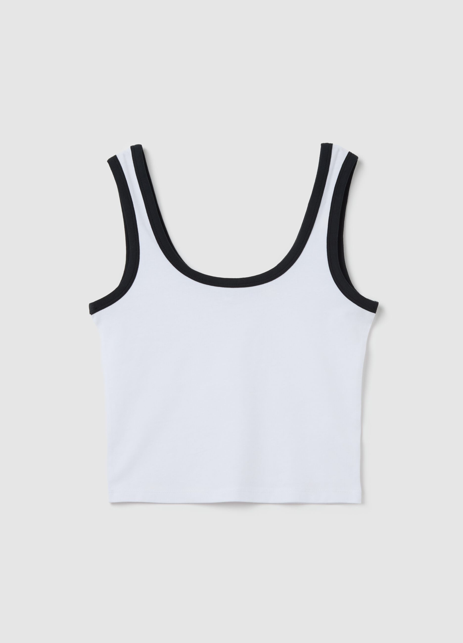 Black and white tank top in stretch cotton