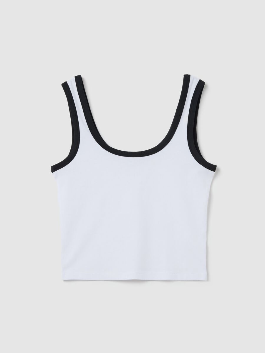 Black and white tank top in stretch cotton_4