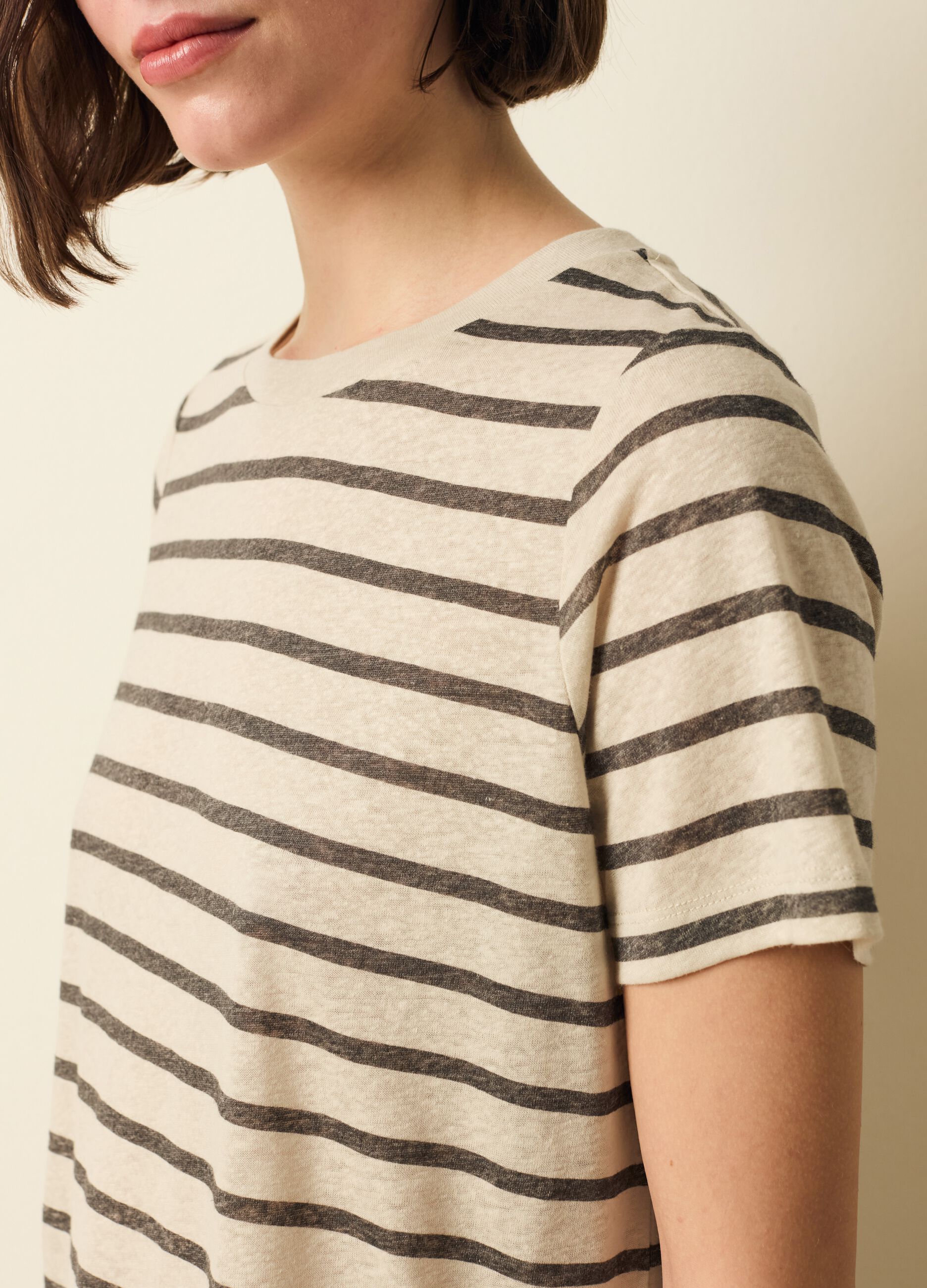 Striped T-shirt in linen blend