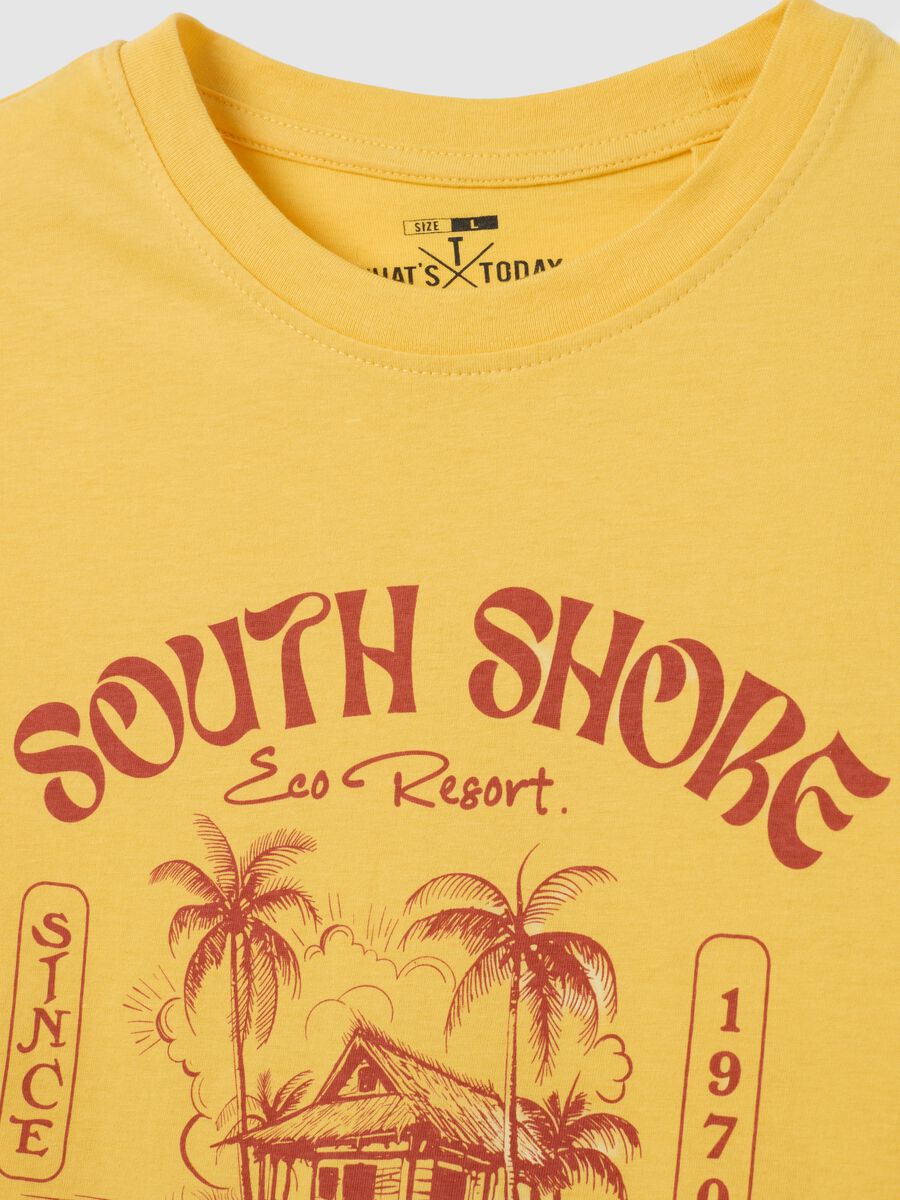 Men's yellow pure cotton regular fit T-shirt_1