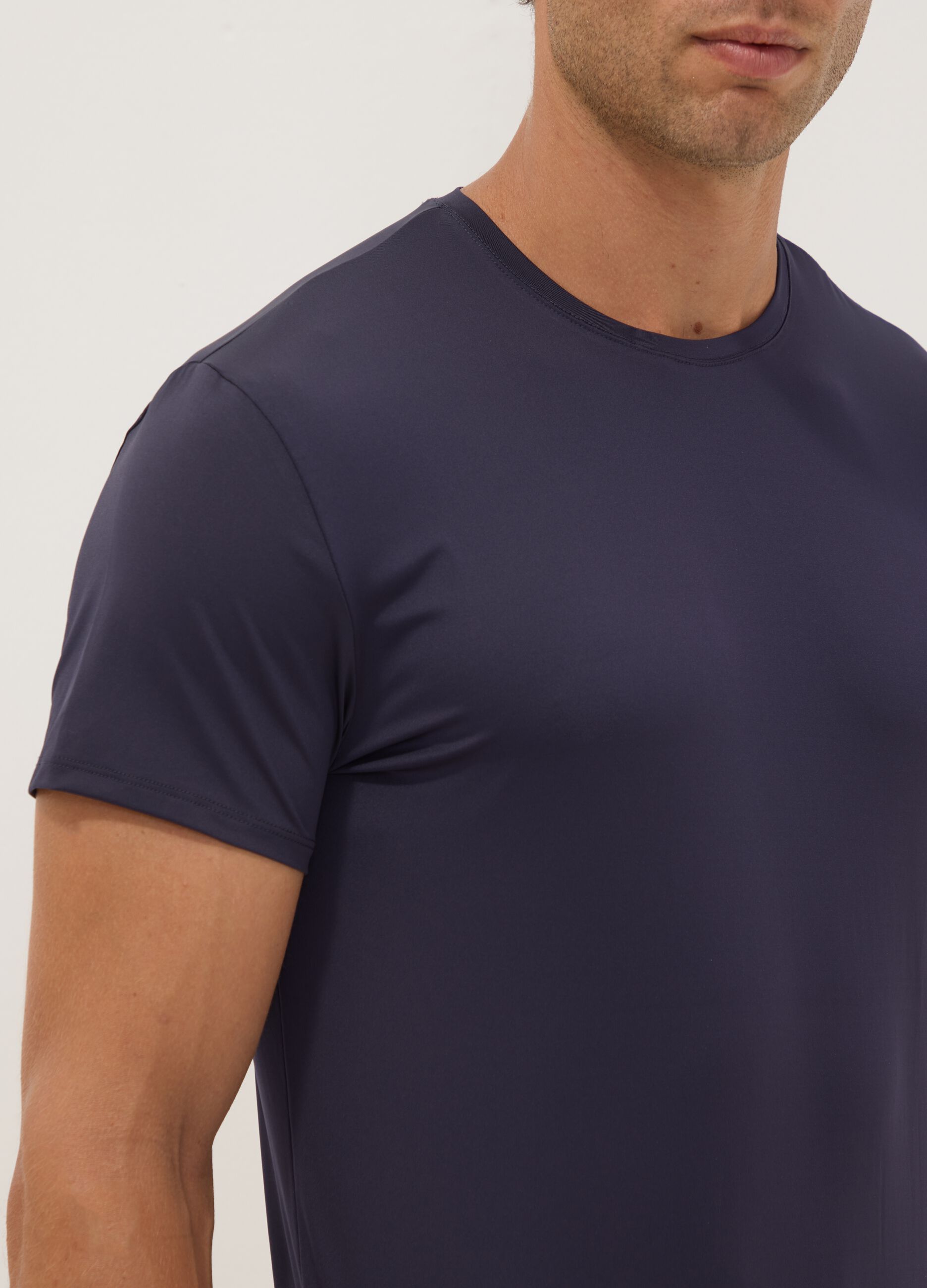 Twin pack of blue stretch microfibre T-shirts, regular fit