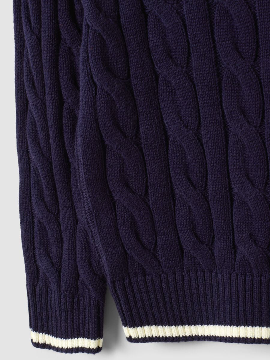 Maglia blu in puro cotone a trecce over fit per bambino_6