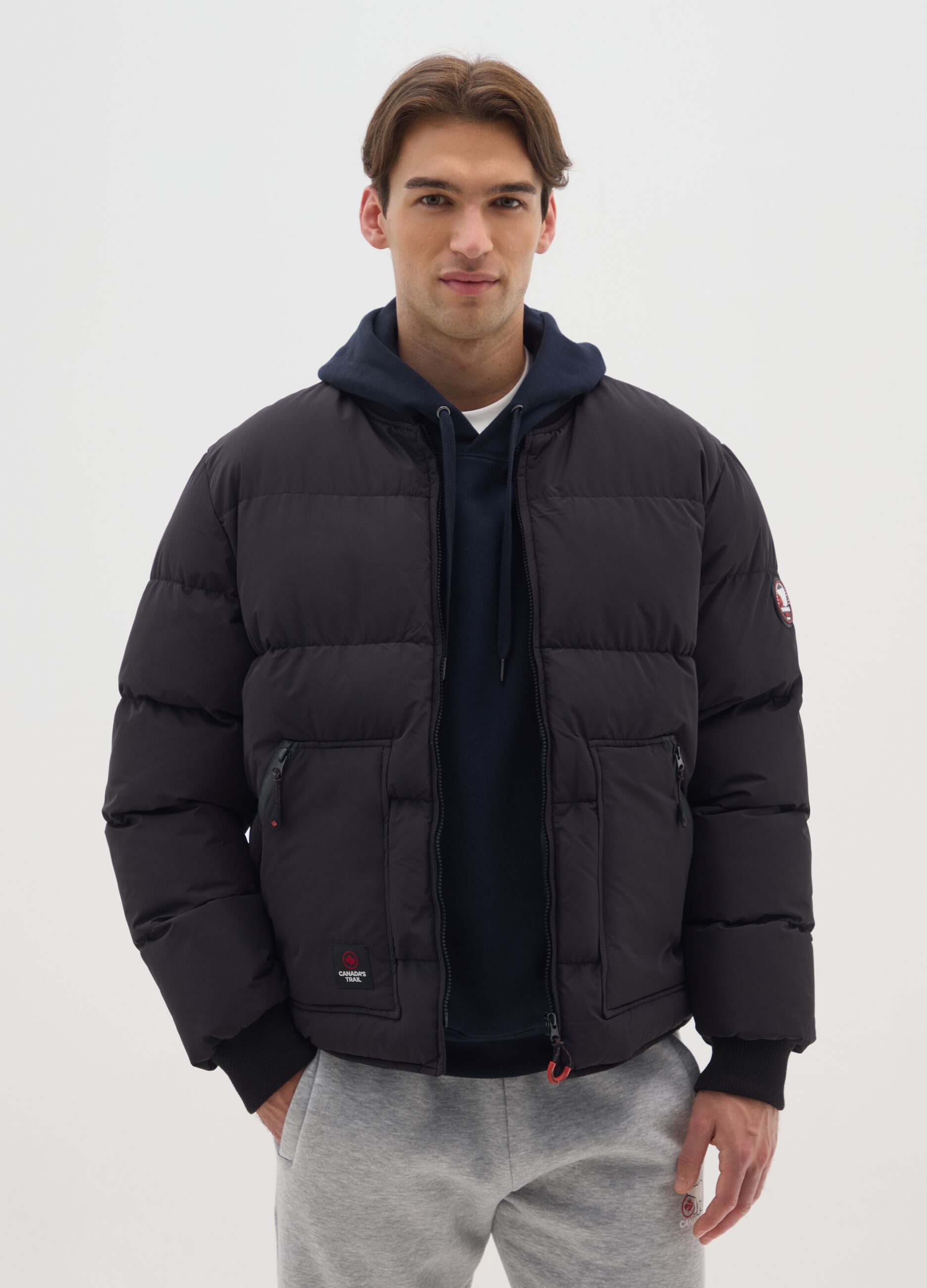 Black Padded Jacket with Zip