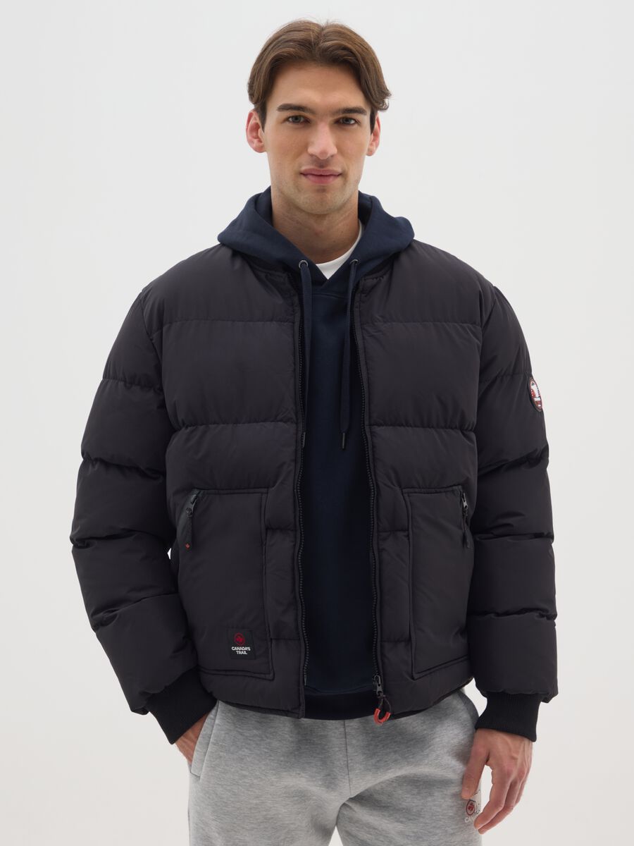 Black Padded Jacket with Zip_0