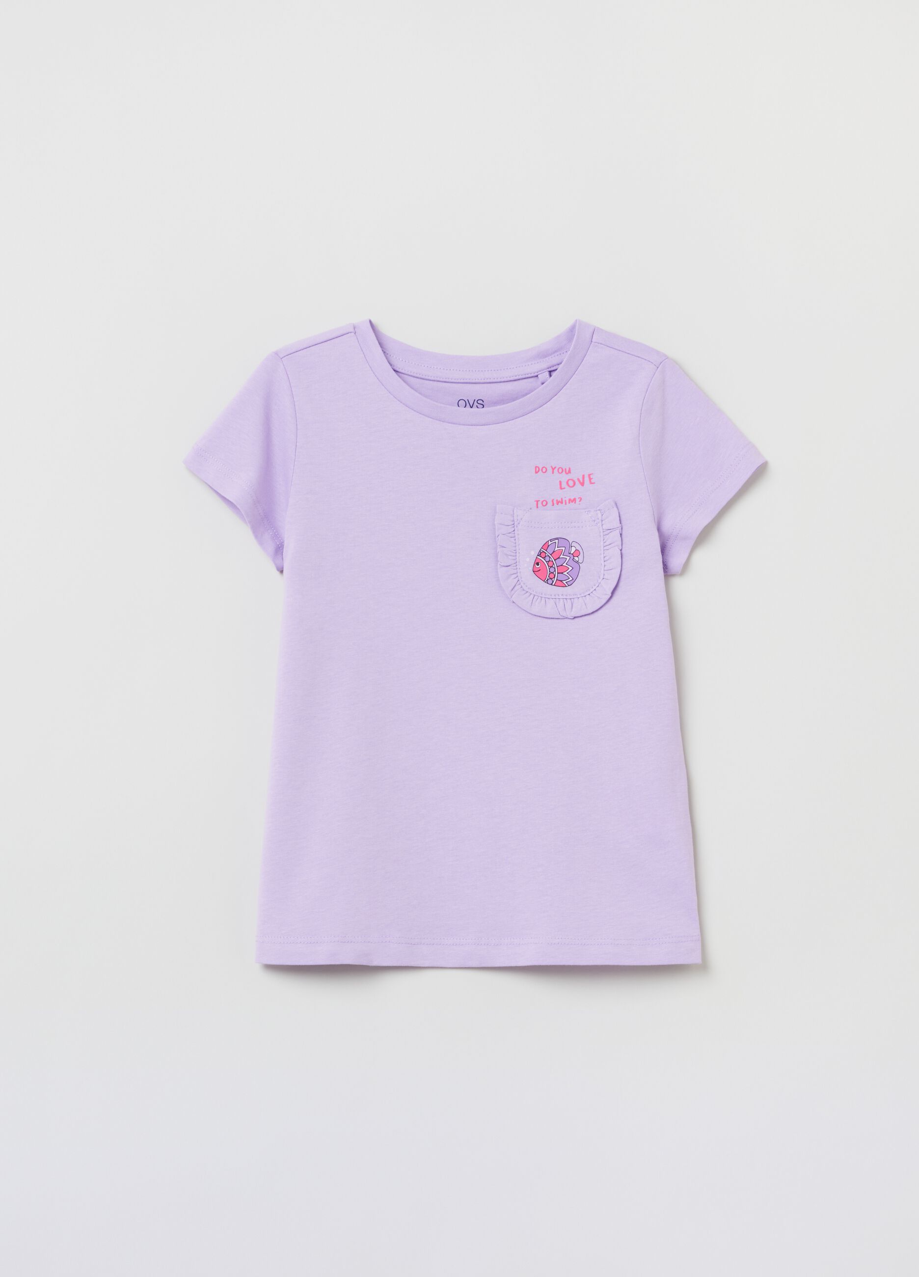 T-shirt in cotone con tasca e stampa