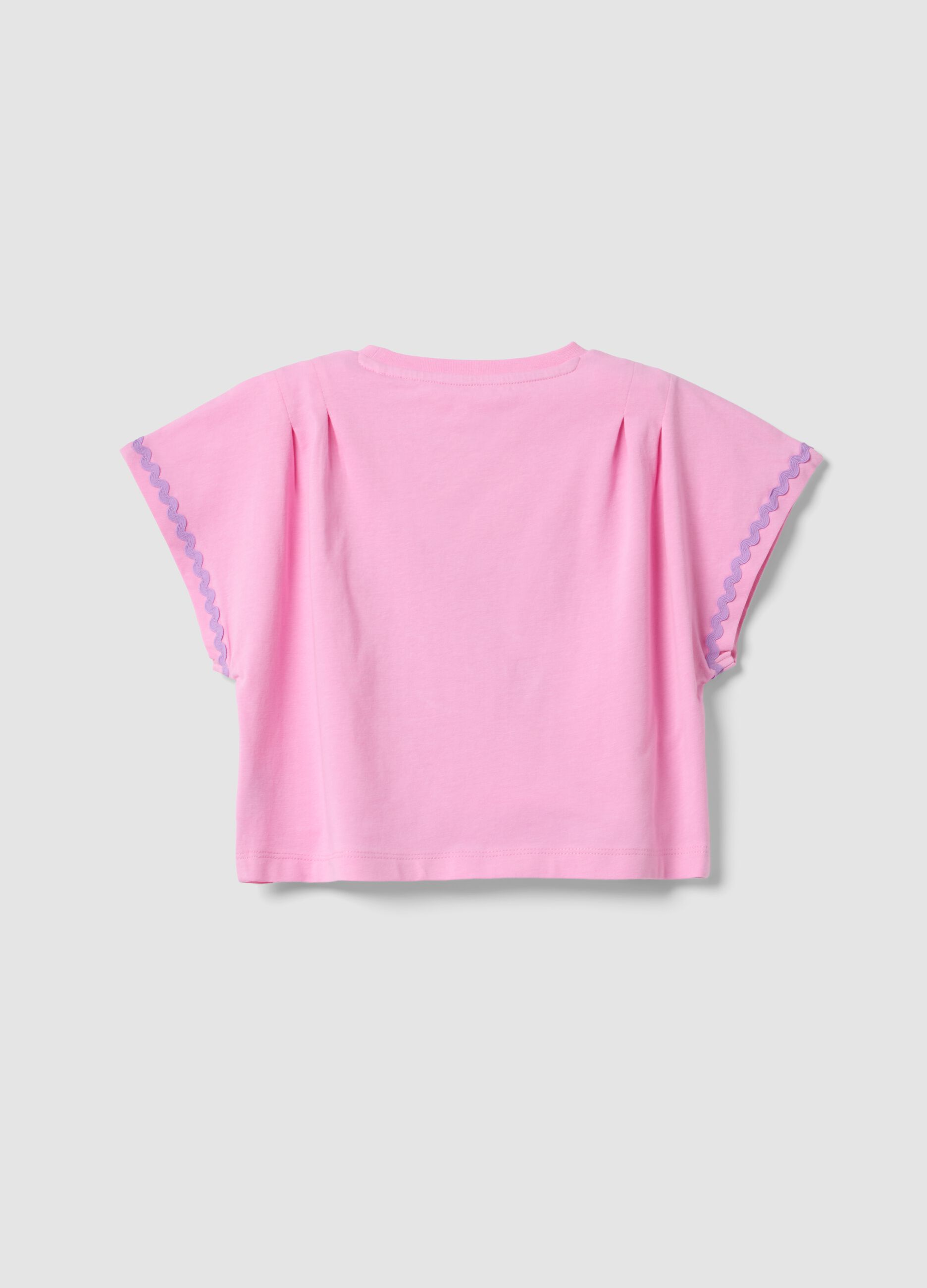 Pink stretch-cotton short-sleeve T-shirt