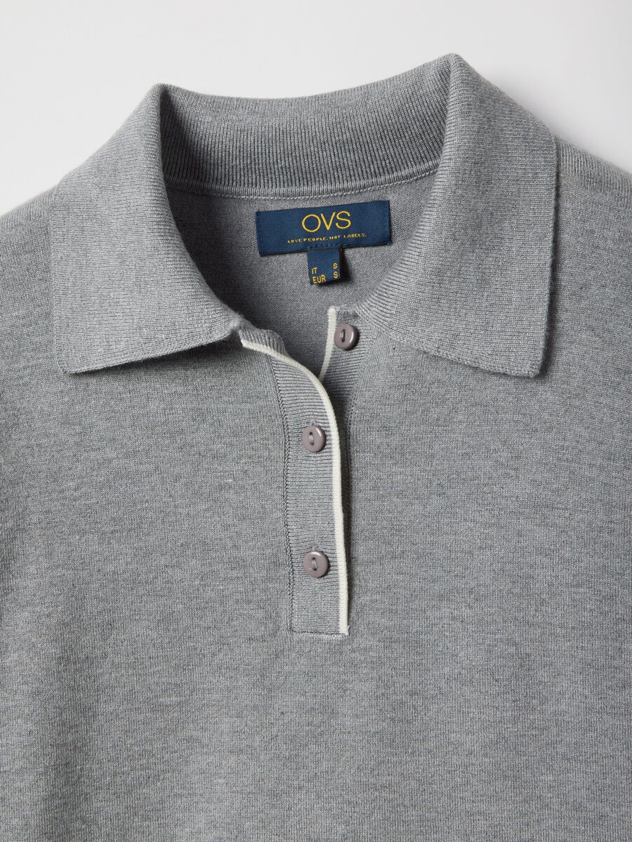 Grey viscose blend regular fit polo shirt_5