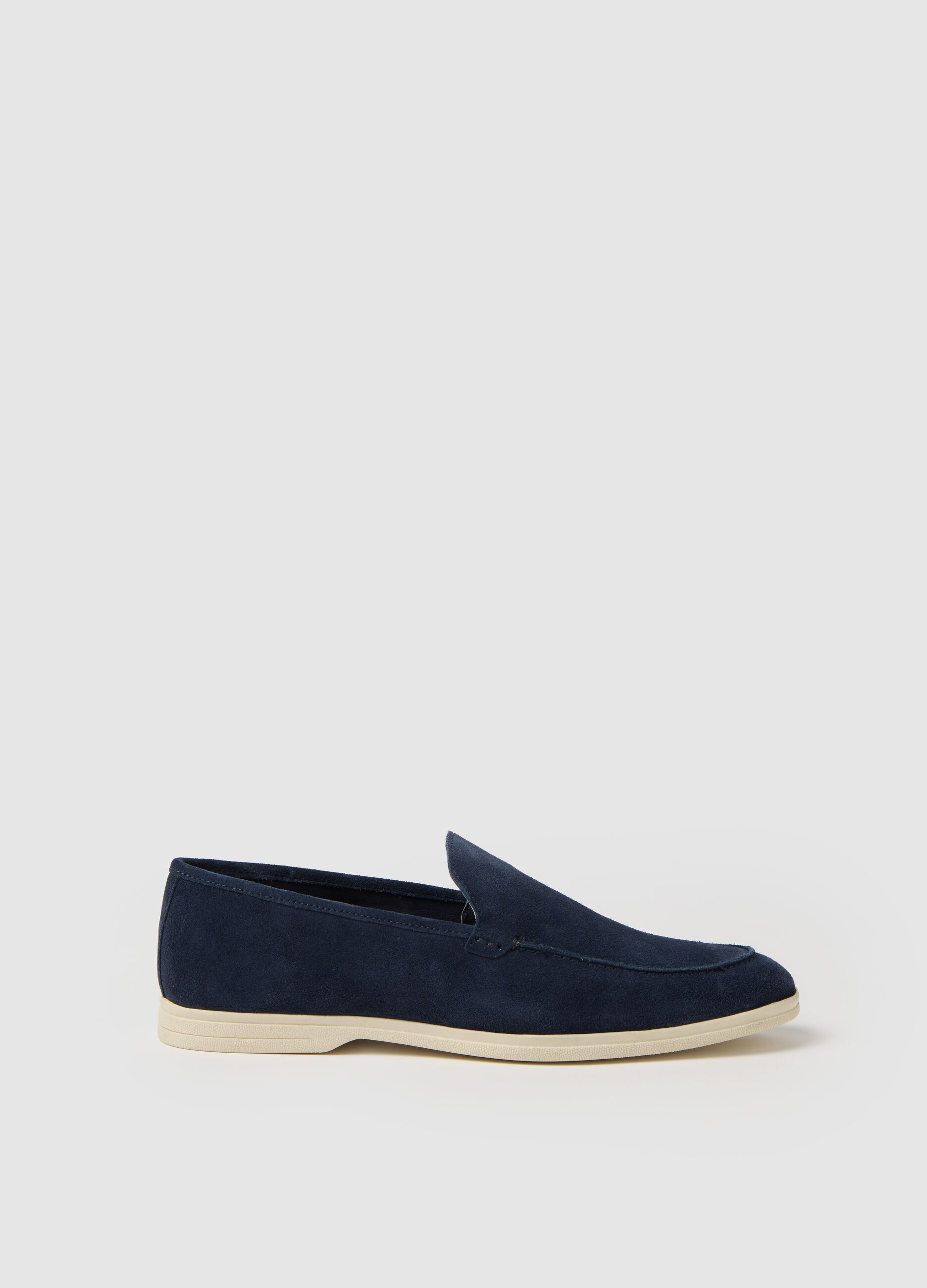 Blue Genuine Leather Moccasins Piombo