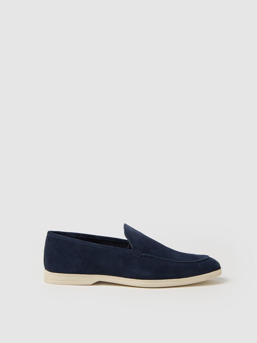 Blue Genuine Leather Moccasins Piombo_0