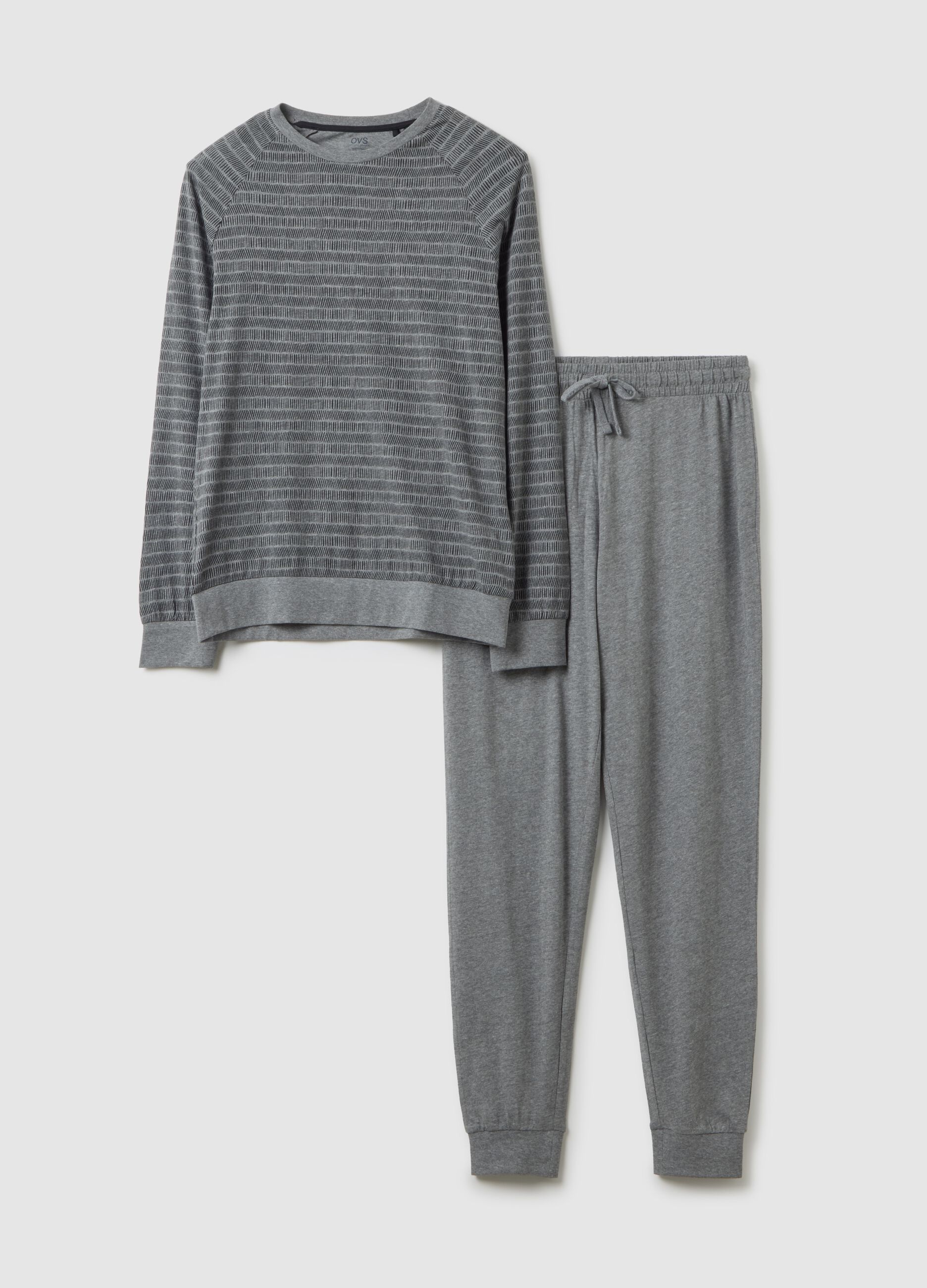 Regular fit grey pure cotton pyjamas
