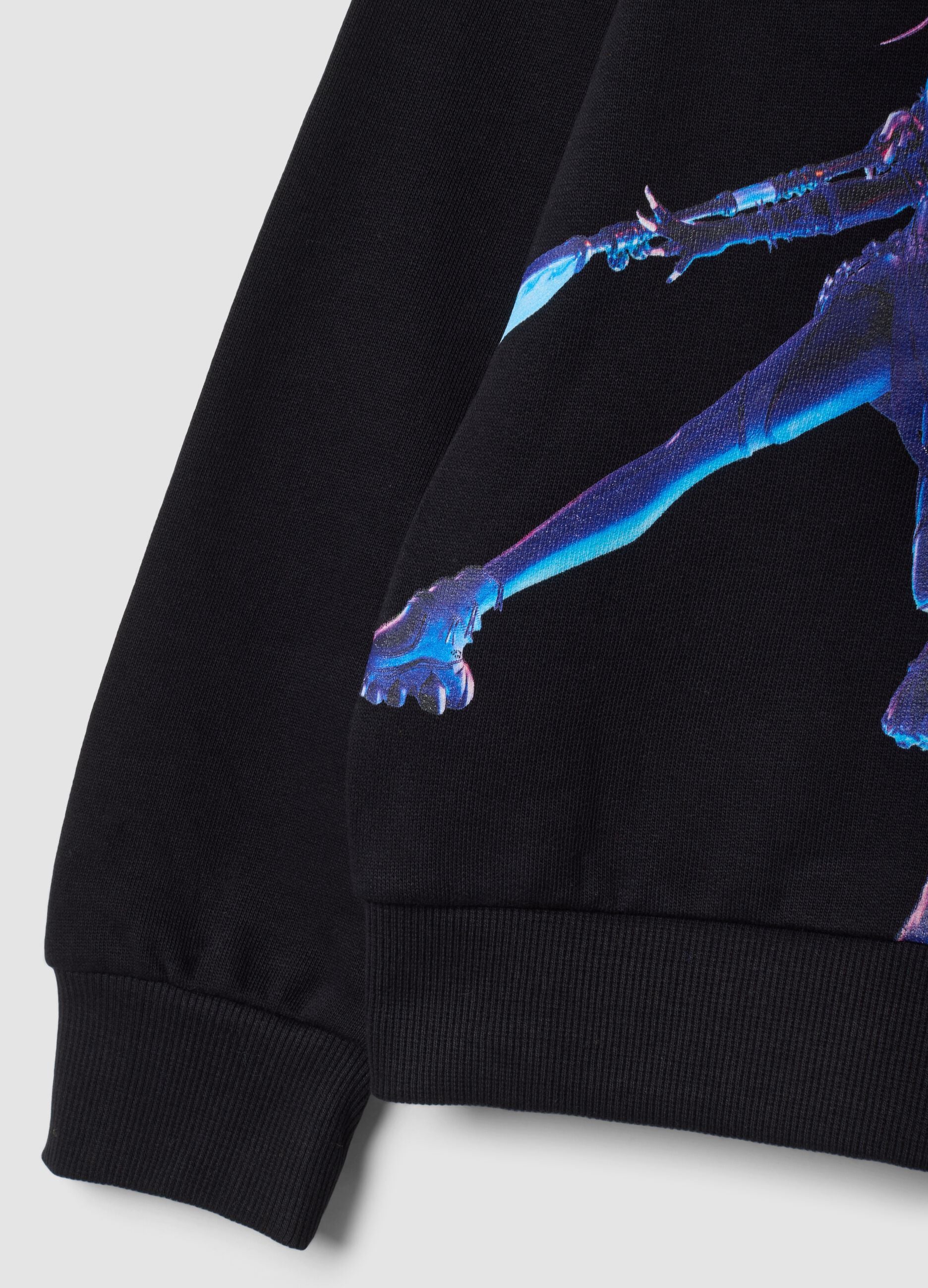 Black pure cotton hoodie with K‑Pop Demon Hunters print