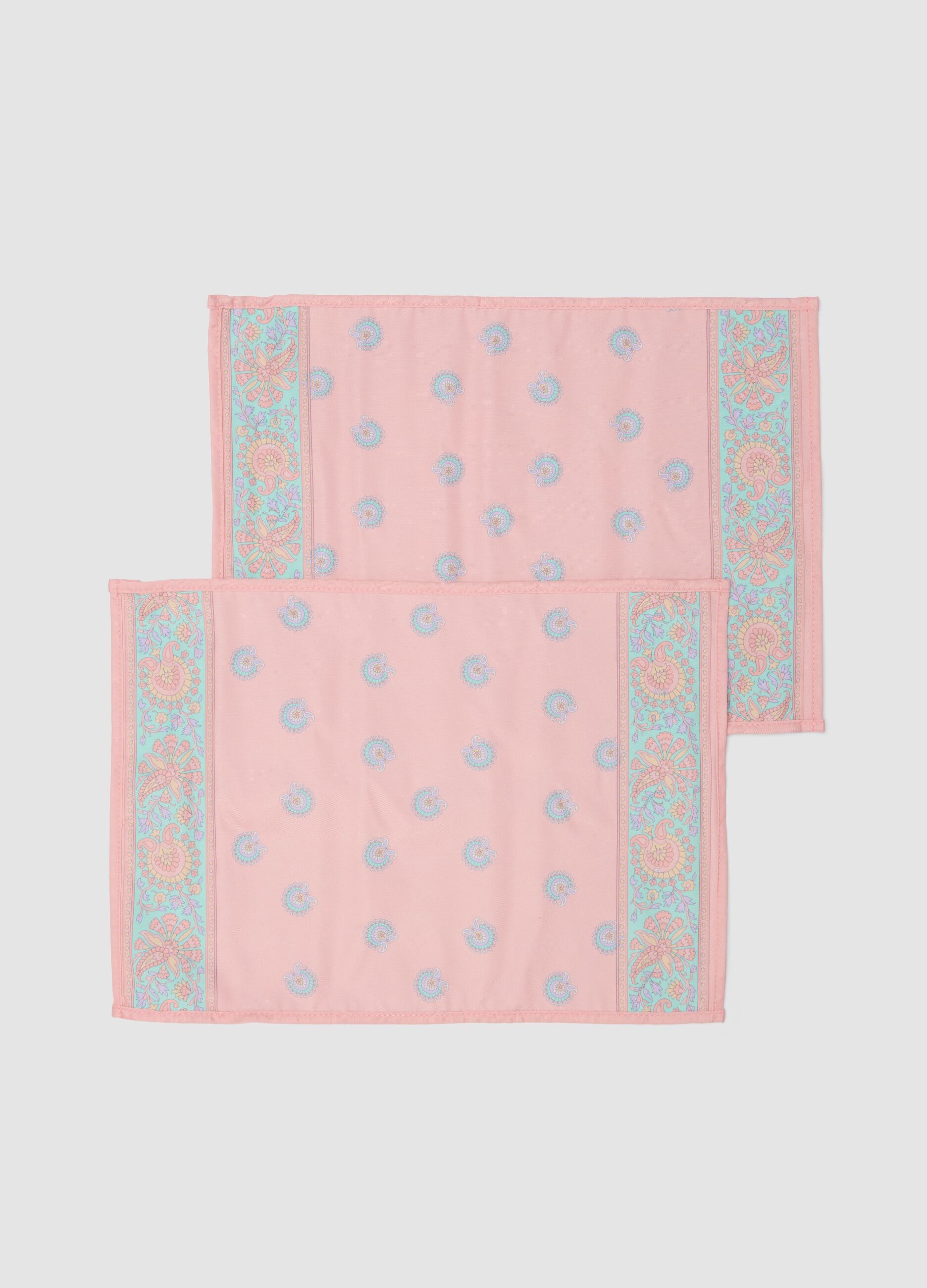 Pink pure-cotton scarf with multicolour print