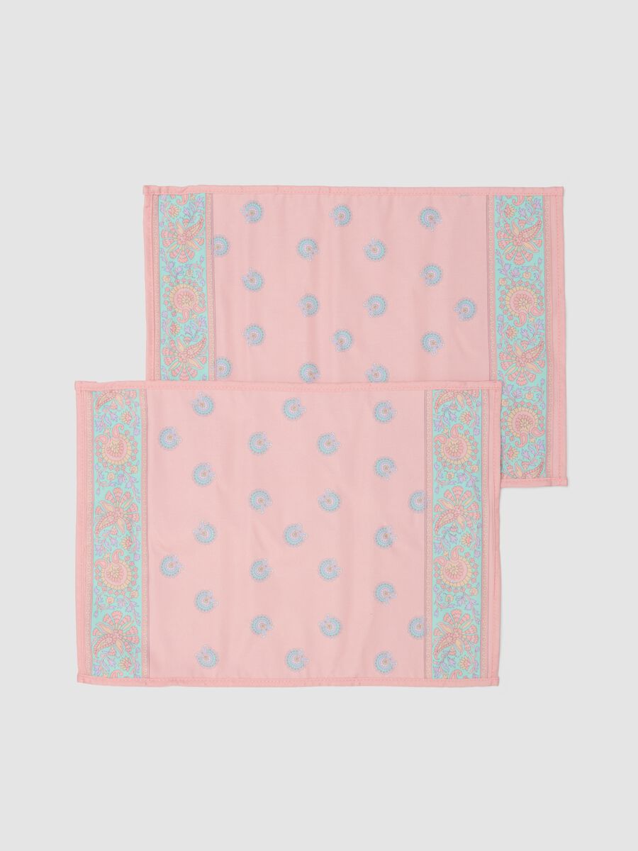 Pink pure-cotton scarf with multicolour print_0