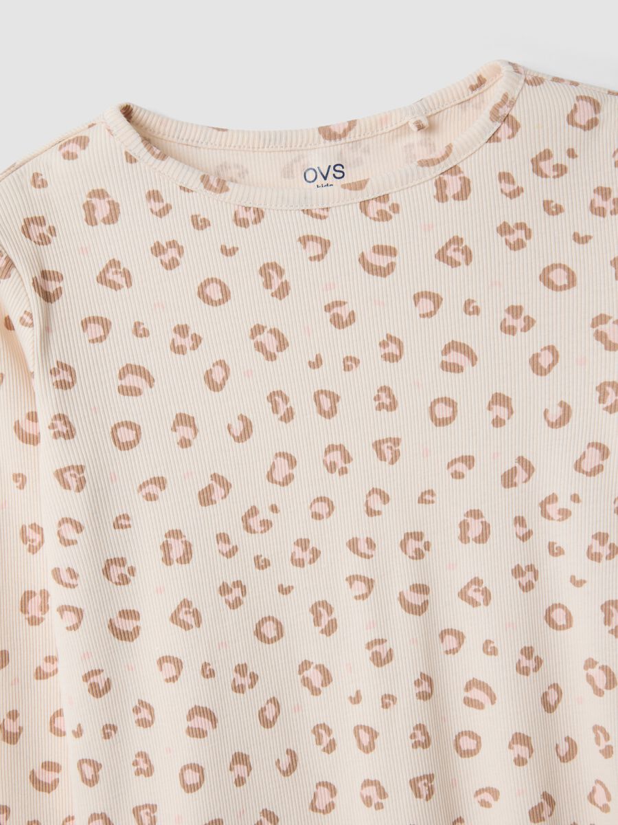 Beige pure organic cotton printed pyjamas for girls_2
