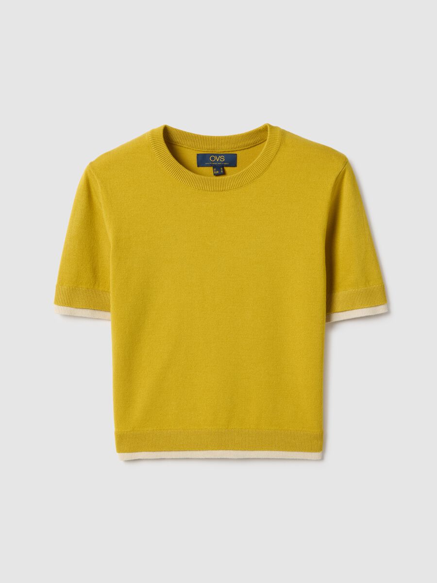 Yellow viscose blend crew neck sweater regular fit_0