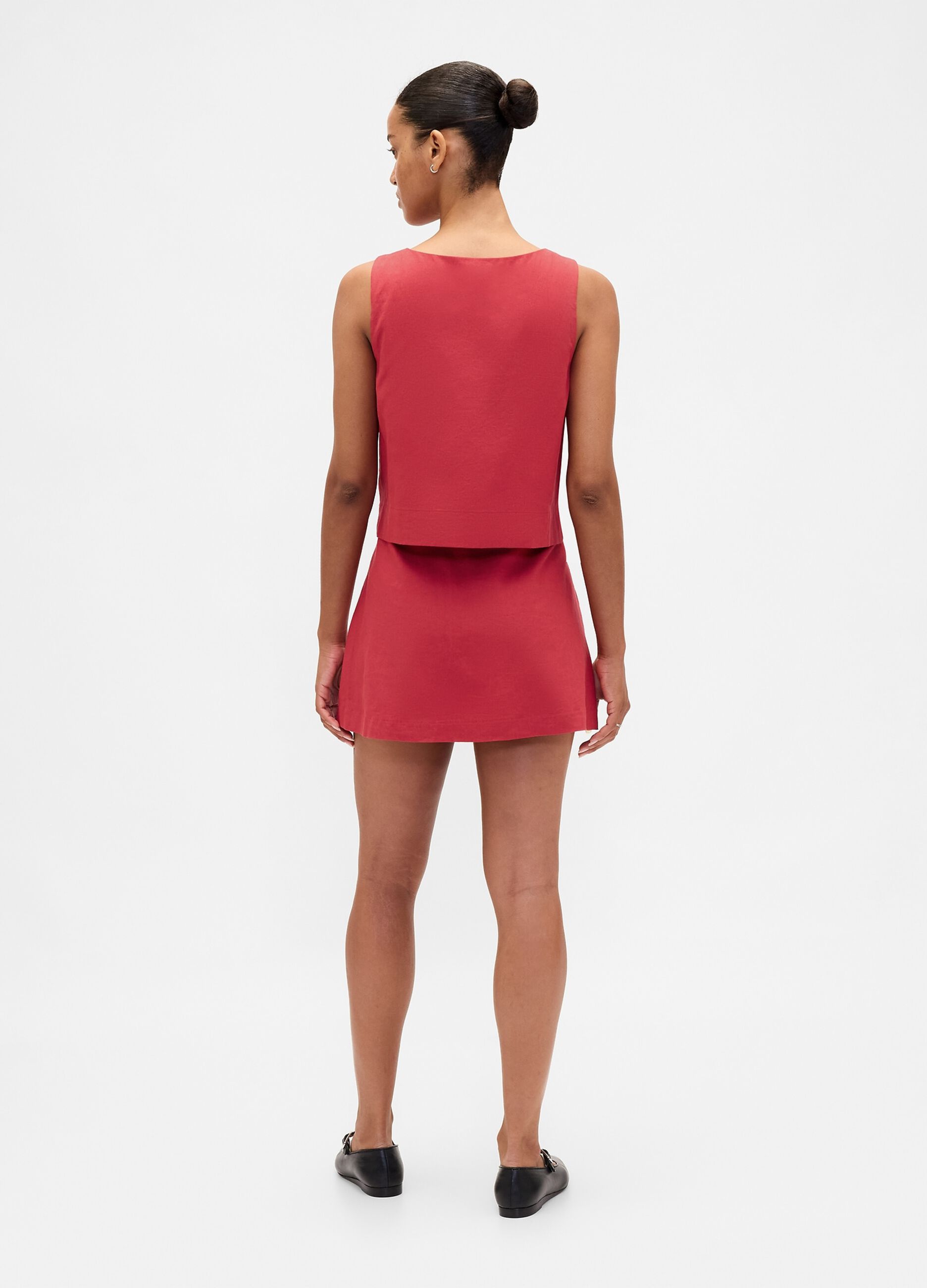 Red linen-blend skirt regular fit