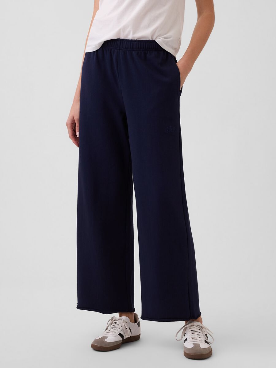 Cotton-blend palazzo trousers_1