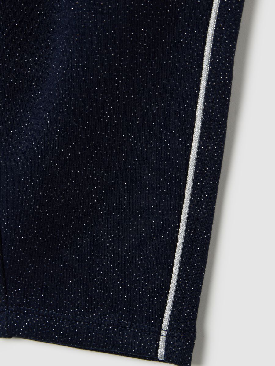 Pantaloni da bimba in cotone elasticizzato blu con glitter_3