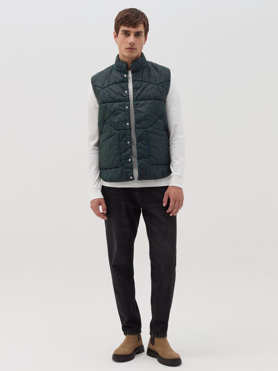 Limited Edition Gilet in leather-effect denim_1