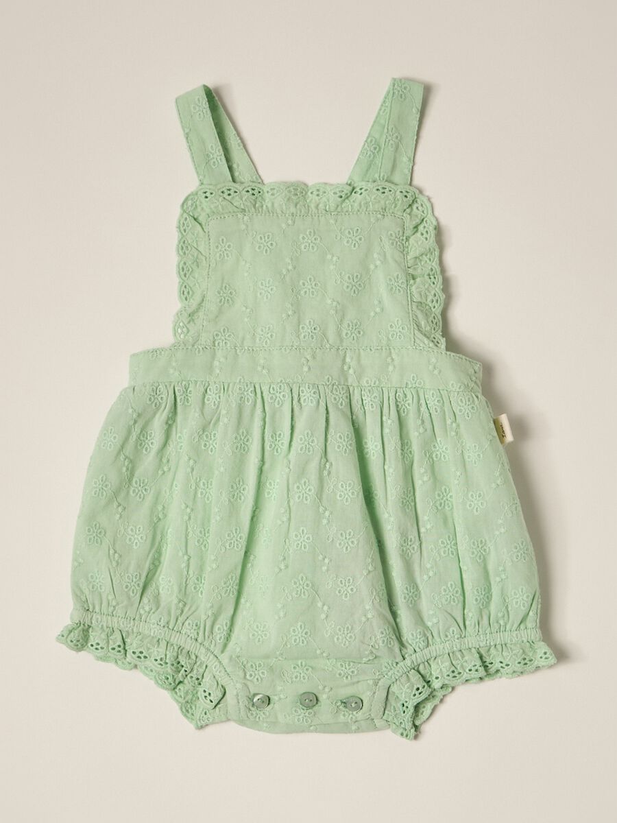 IANA newborn girl romper suit in 100% cotton broderie anglaise_0
