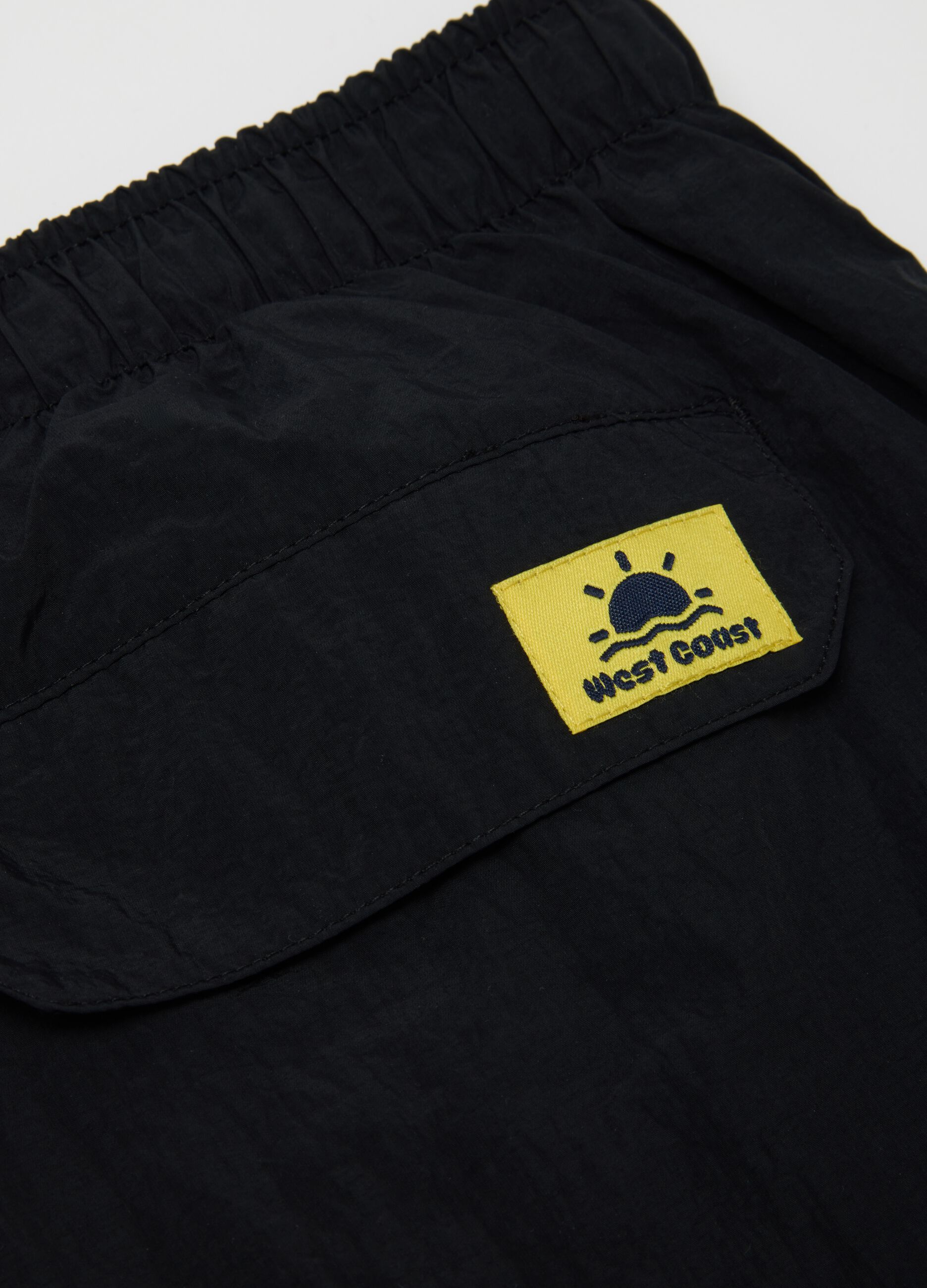 Men's black regular fit shorts with drawstring