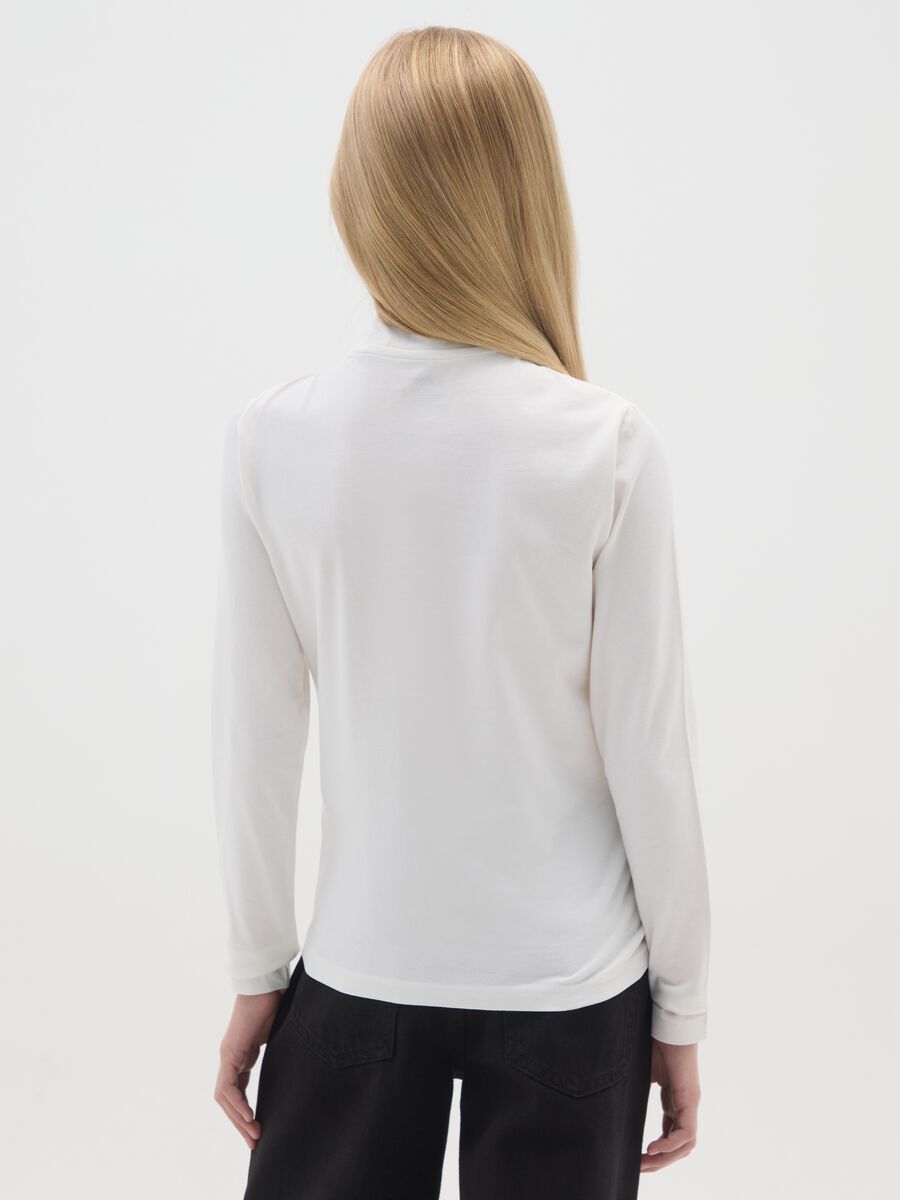 Maglia bianca da ragazza in cotone elasticizzato regular fit_1