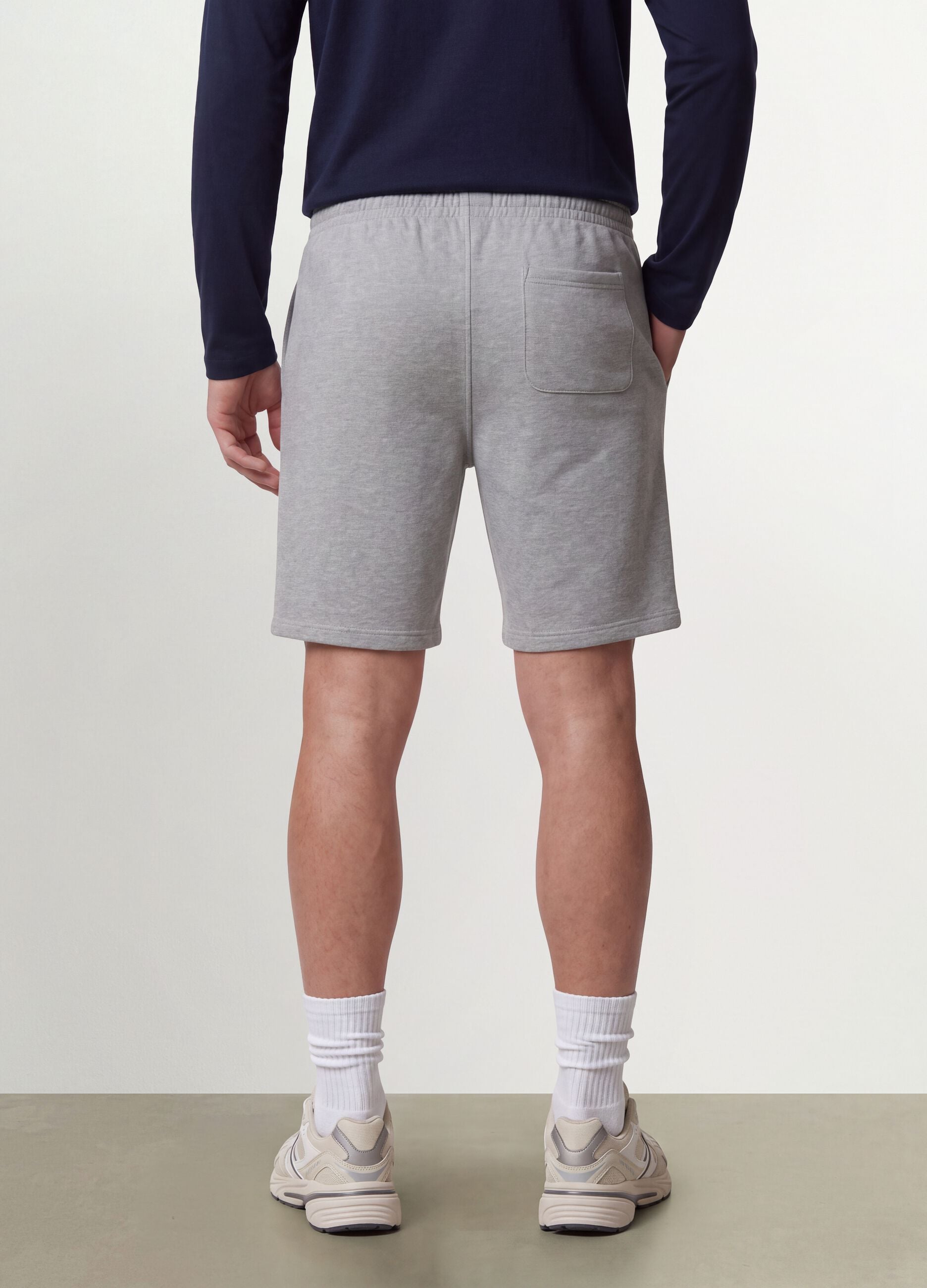 Grey cotton-blend shorts with elasticated waistband, regular fit