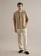 Beige pure linen regular fit shirt with bowling collar_1