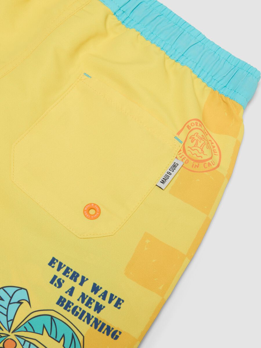 Boxer da mare multicolor da bambino con stampa tropicale_2