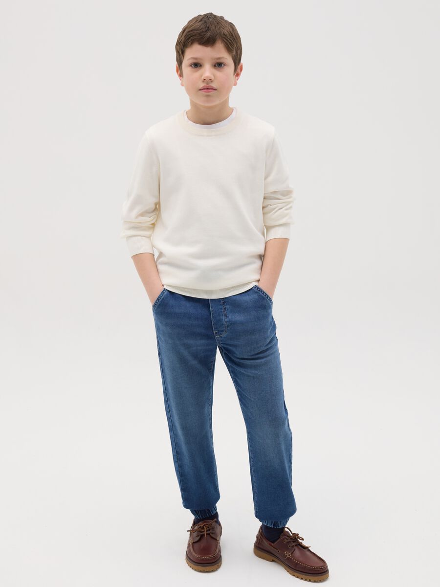 Denim joggers with drawstring_1