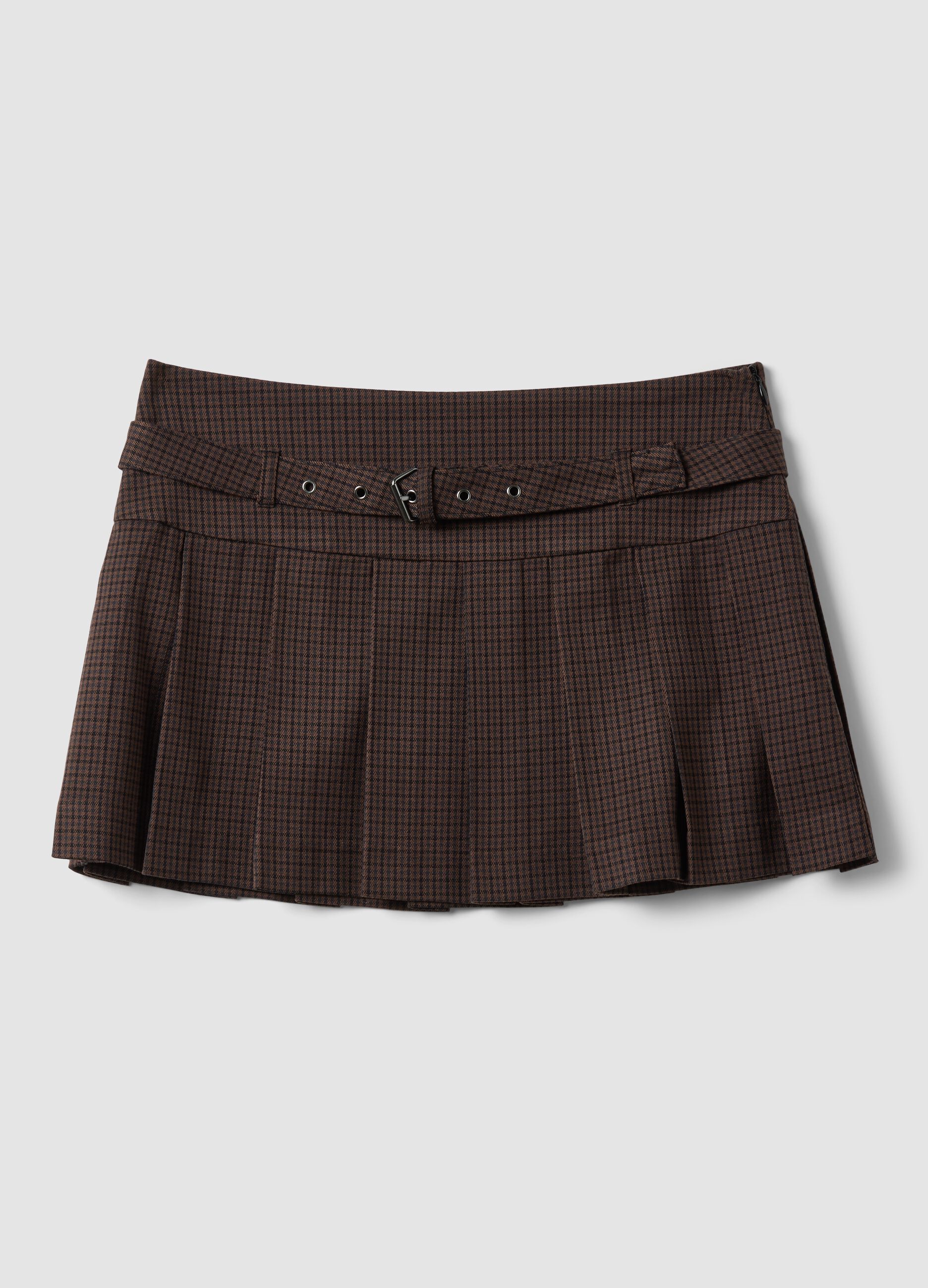 Brown pleated skirt in stretch viscose