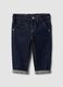Jeans denim blu scuro in cotone elasticizzato con risvolto per bimbo_0