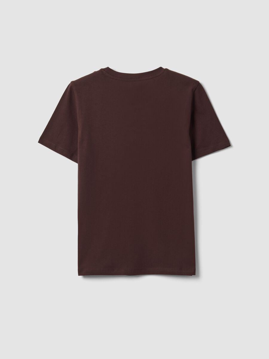 Brown crew-neck T-shirt in pure organic cotton, regular fit_2
