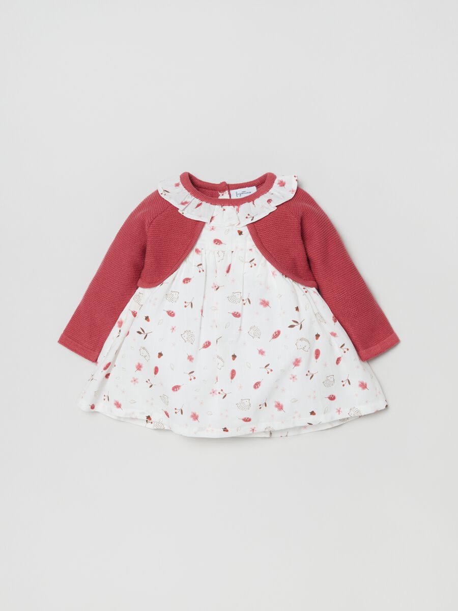 Abito con stampa e cardigan in maglia_0