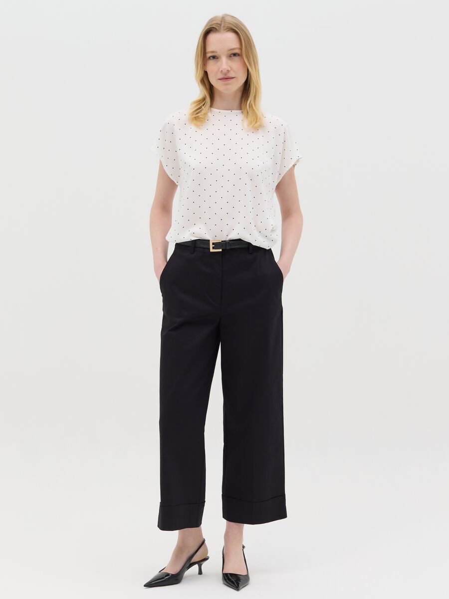 Short-sleeved polka dot blouse in viscose_1