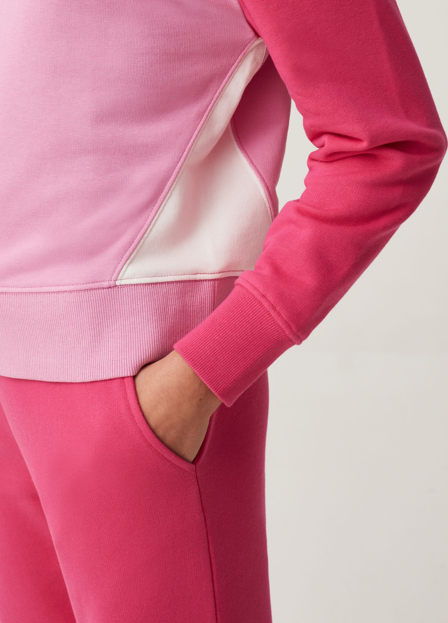 Felpa girocollo Fitness color block_3