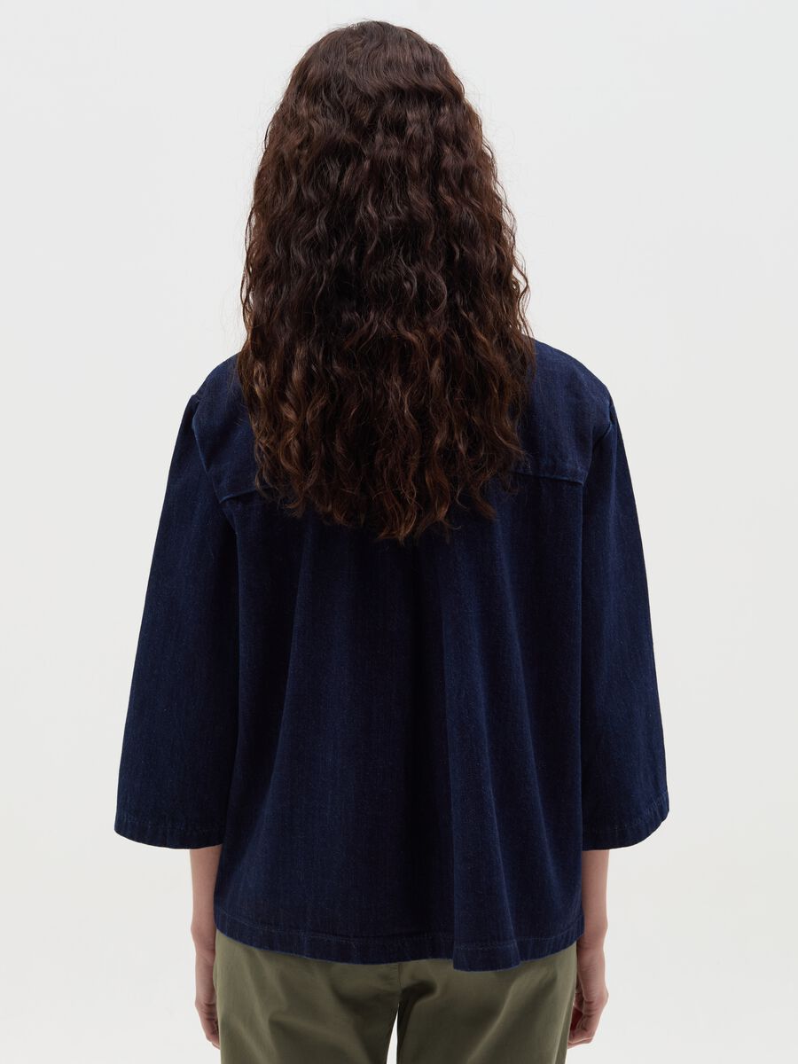 Short denim jacket with three-quarter sleeves_3