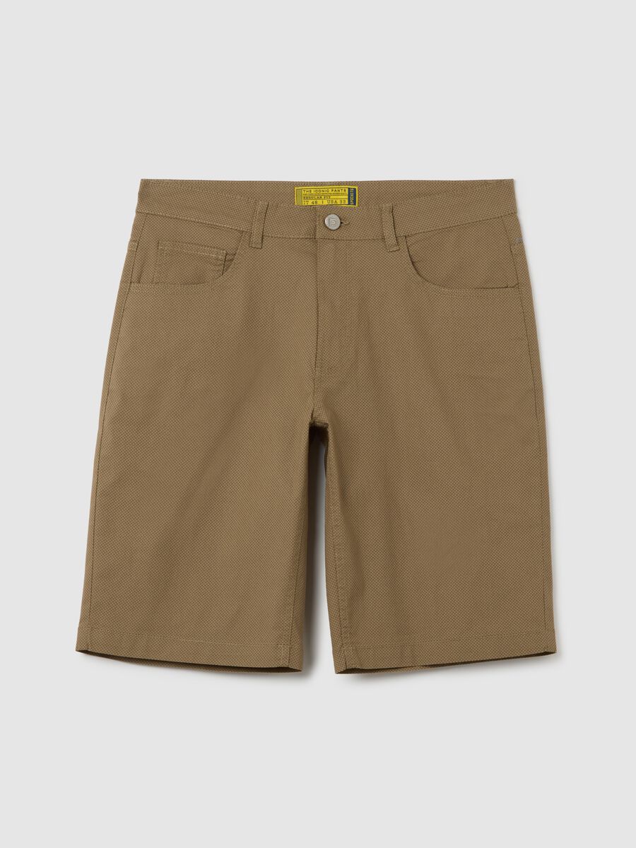 Bermuda da uomo in cotone elasticizzato marrone regular fit_0