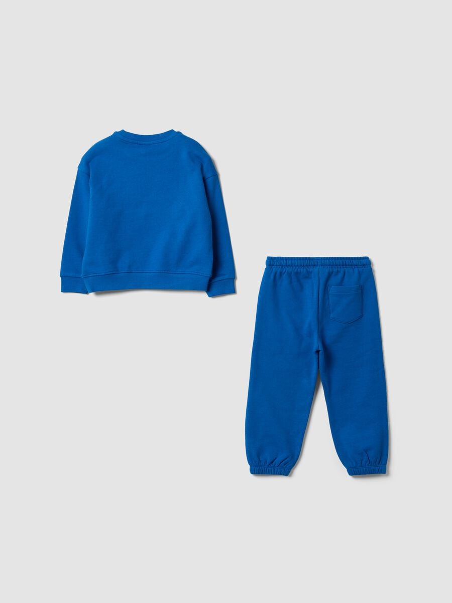 Completo jogging blu in puro cotone con stampa per bimbo_1