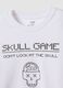 T-shirt bianca in puro cotone organico con girocollo e stampa teschio per ragazzo_1