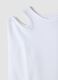 White organic stretch cotton T-shirt with shoulder cut-out for girls_1
