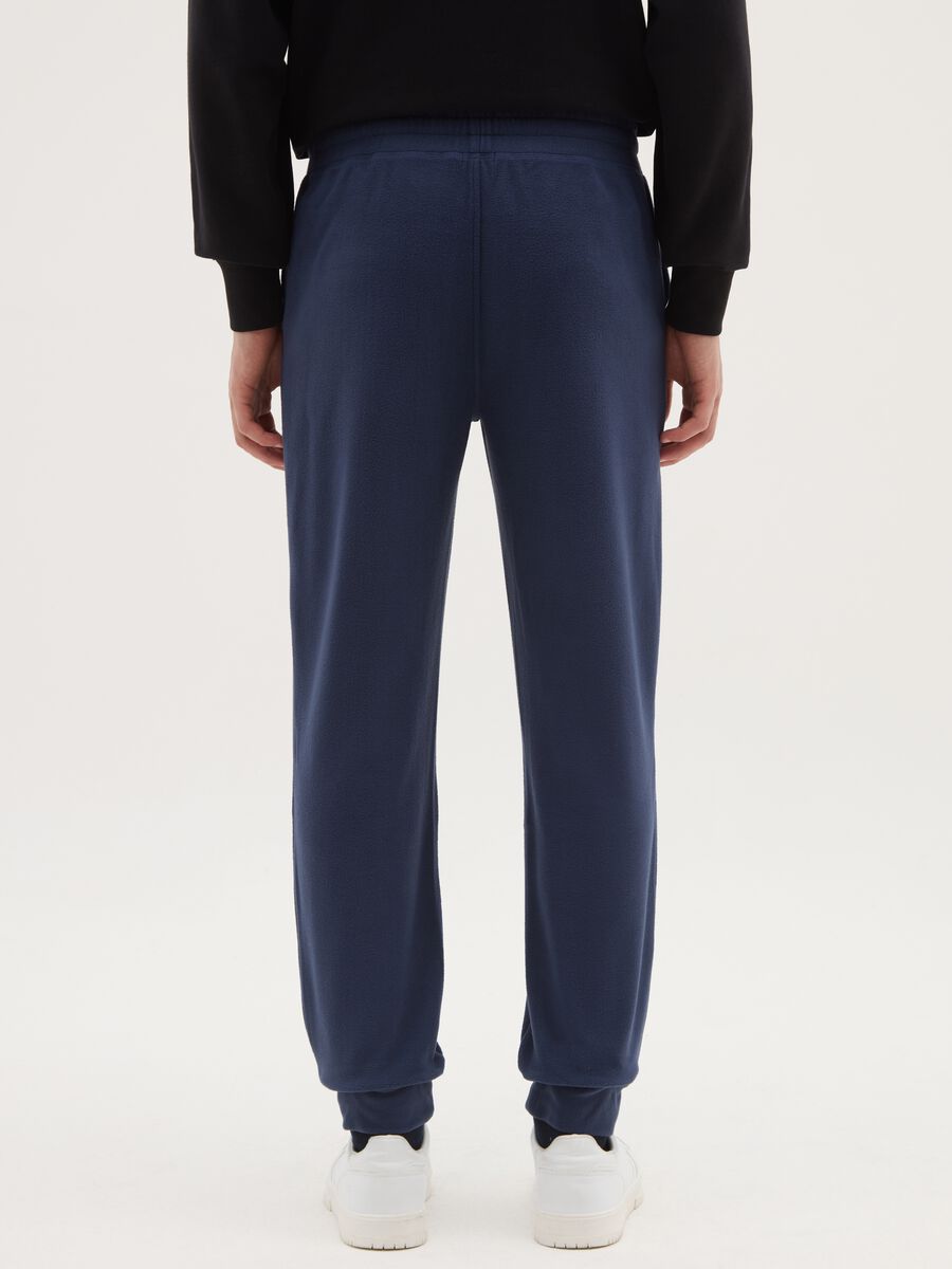 Blue fleece trousers regular fit with elastic waistband_2