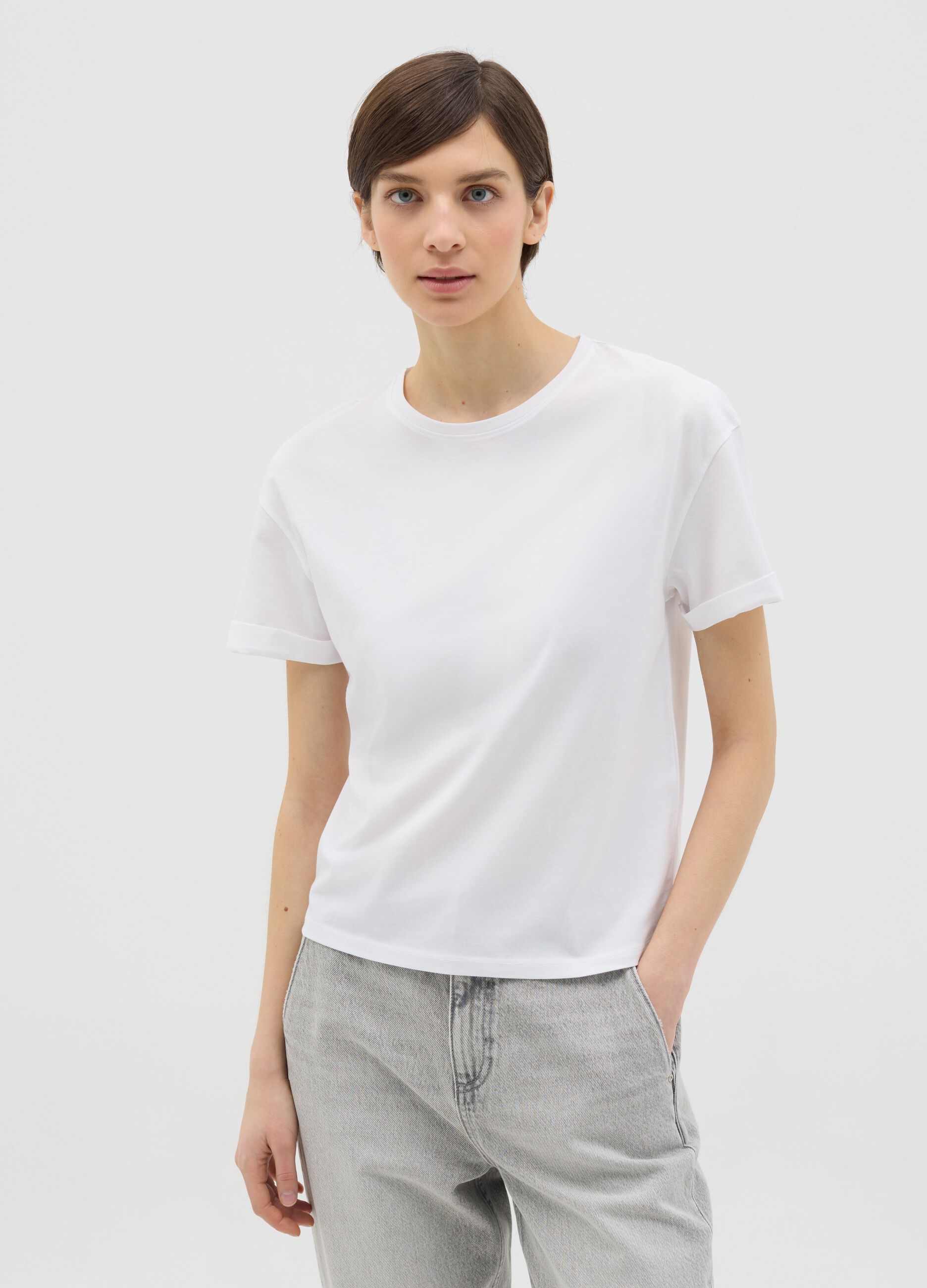 T-shirt in cotone boxy fit bianca