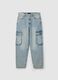 Blue denim baggy jeans with cargo pockets_4