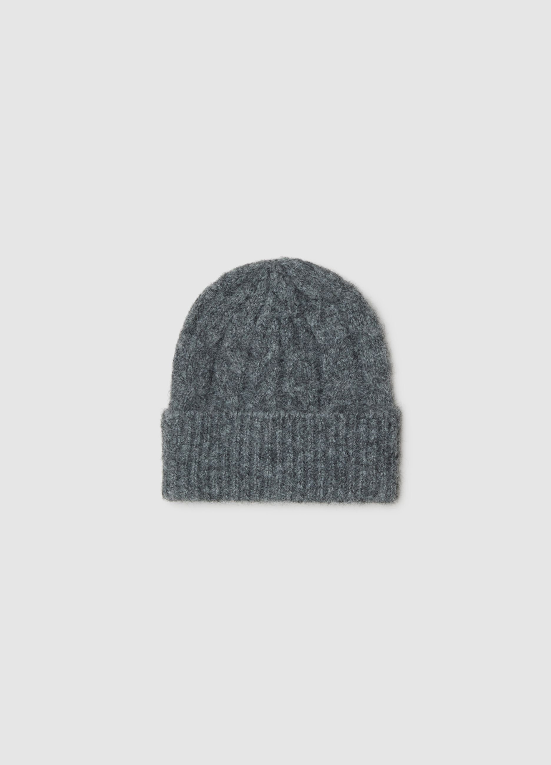 Grey Wool Blend Stretchable Beanie