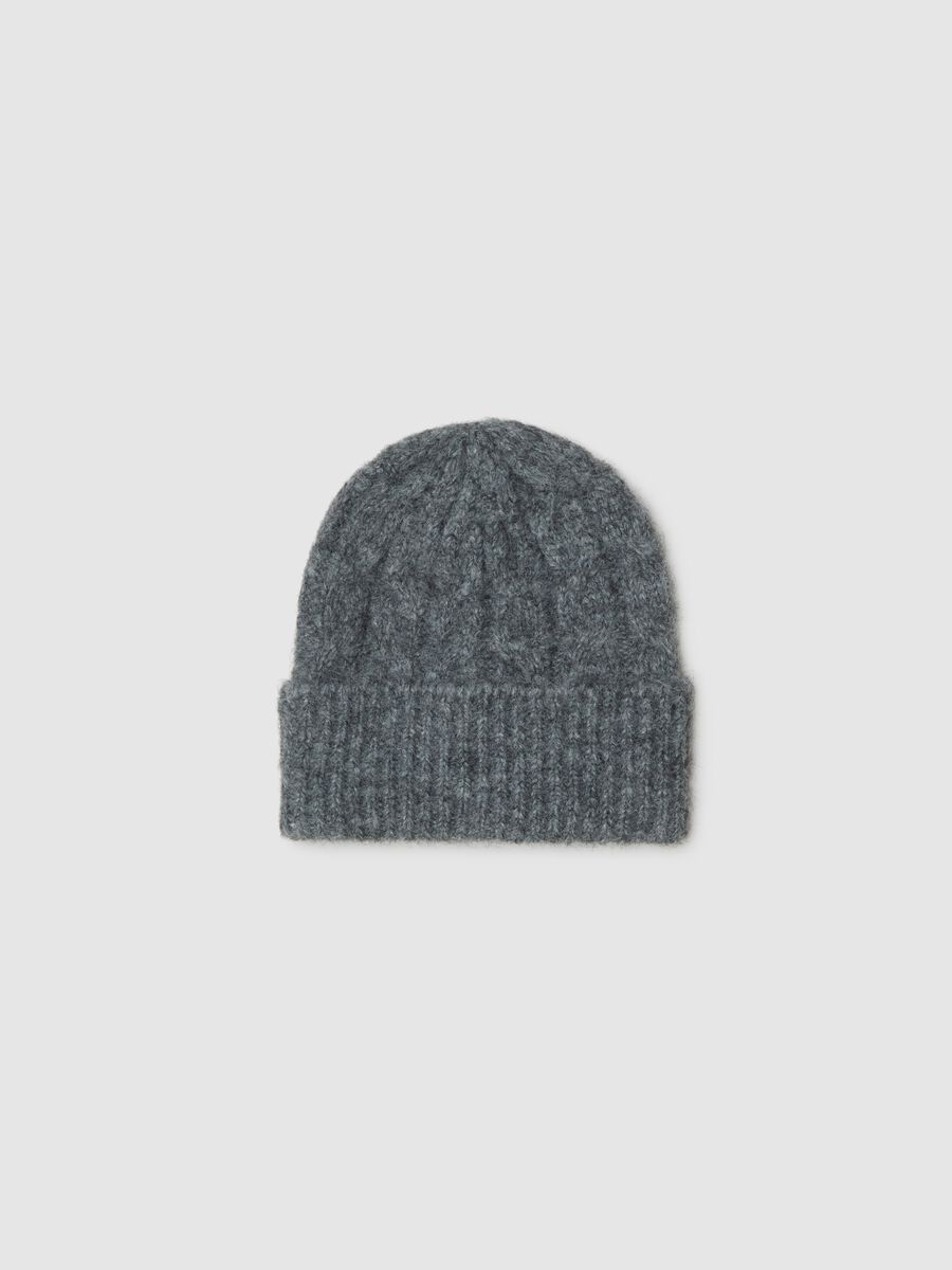 Grey Wool Blend Stretchable Beanie_0