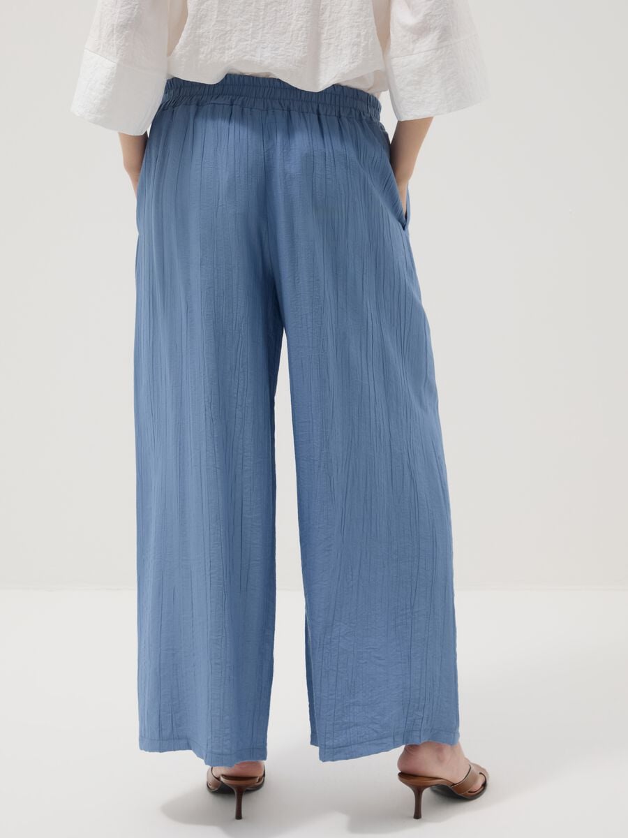 Pantaloni azzurri palazzo in misto viscosa regular fit_2