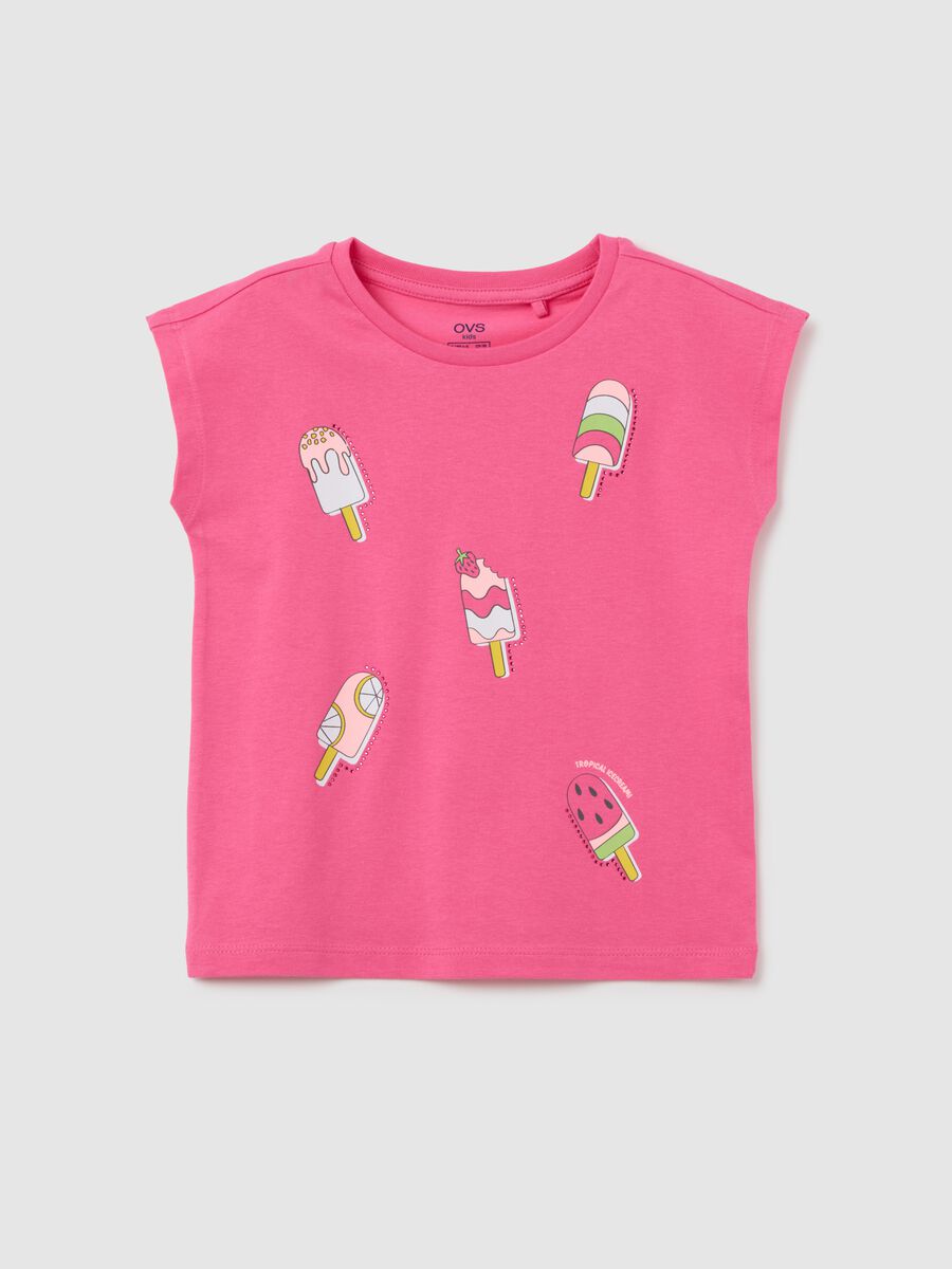 Girls' stretch cotton pink T-shirt_0